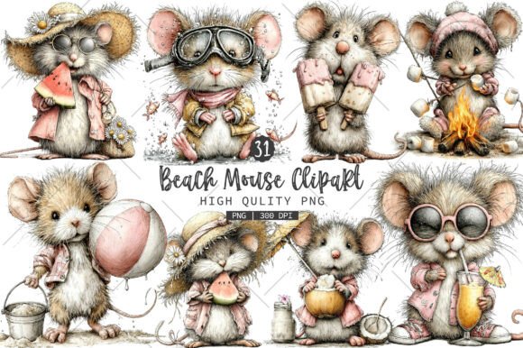 Download Beach Mouse PNG Clipart Bundle - Mouse Collection