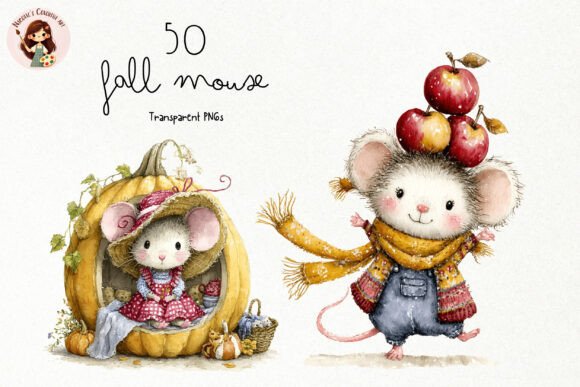 Download Cute Storybook Fall Mouse PNG Clipart - Premium Resources