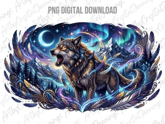 Download Celestial Wolf Night Wildlife PNG - Wildlife Collection